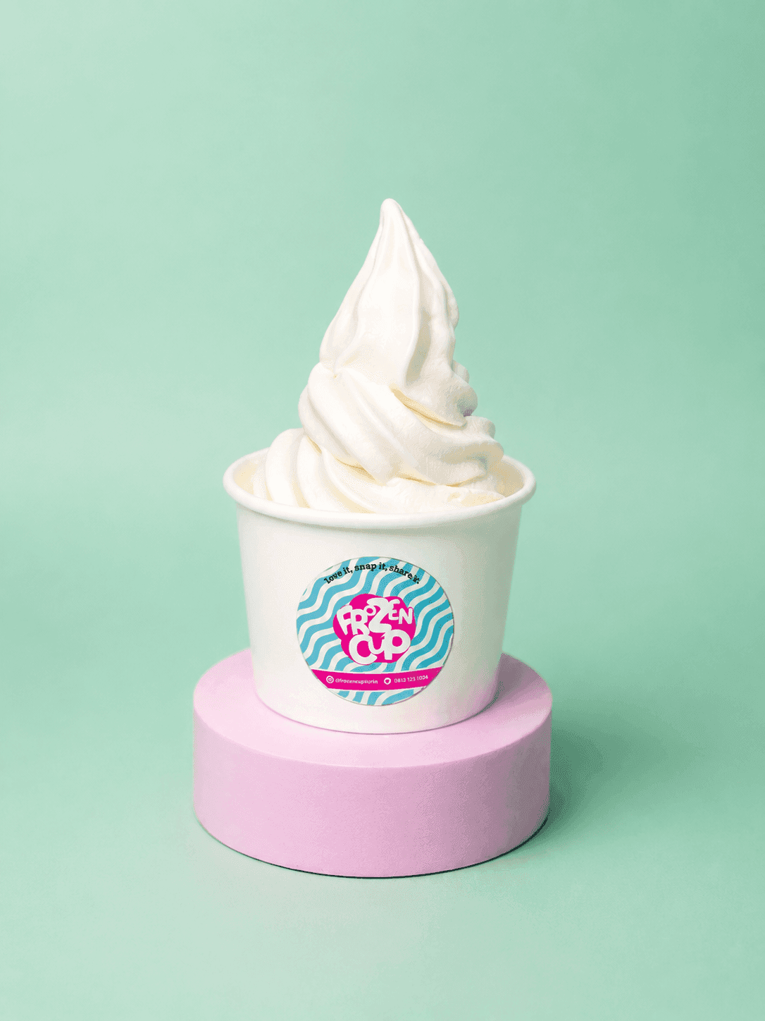A freshly made Frozen Cup, ready to customize